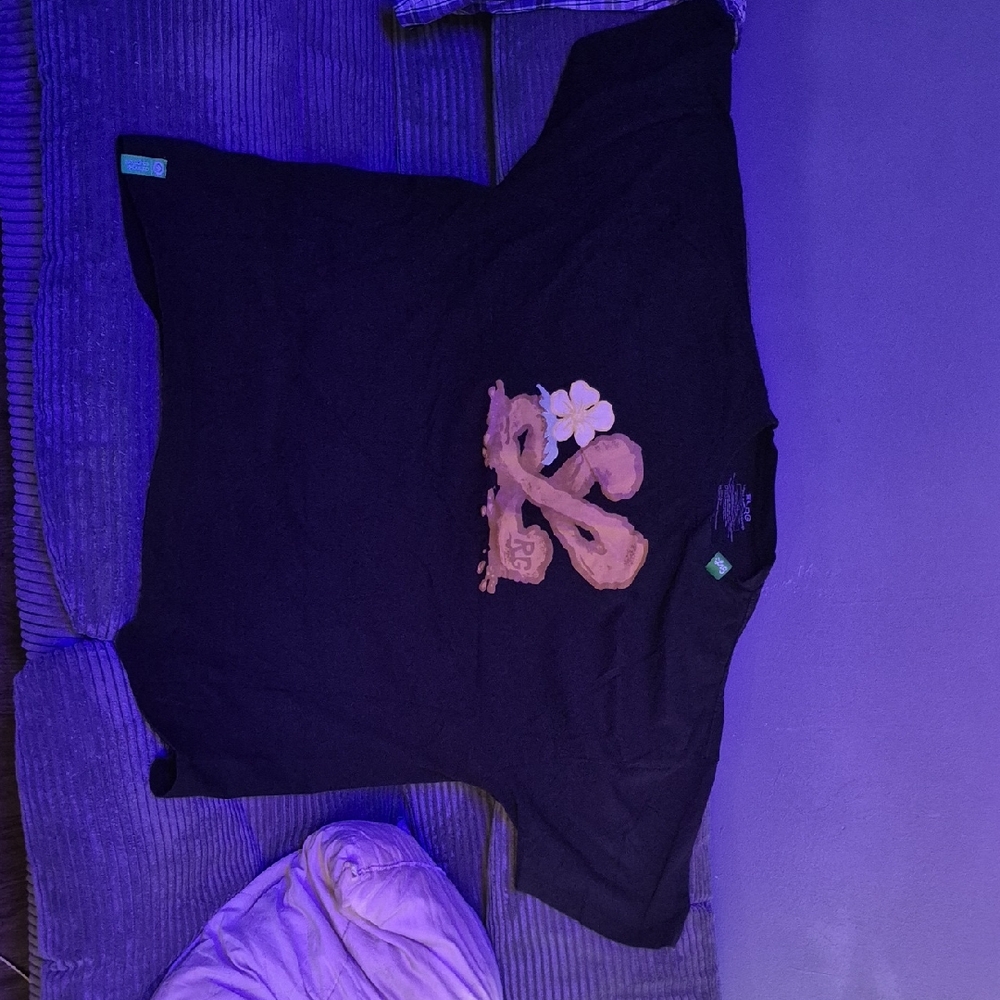 LRG Black Tee with Brown and White Design